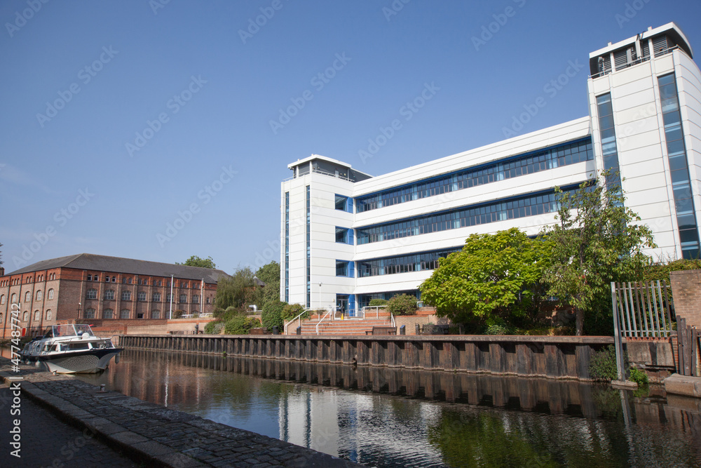 Buildings by the canal at Nottingham Lock in the UK Buildings by the canal at Nottingham Lock in the UK