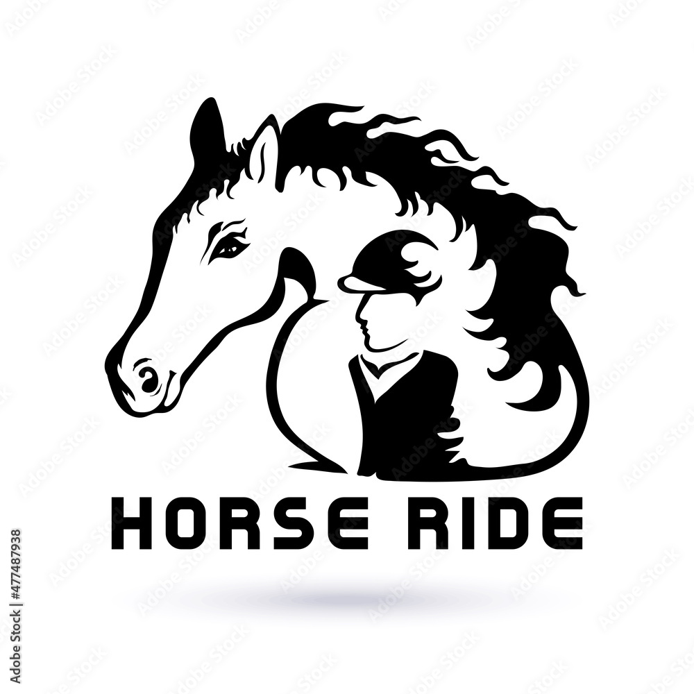 Horse Riding logo. Equestrian sport . Horse show jumping emblem, logo, icon. Black and white vector. Horse Riding logo. Equestrian sport . Horse show jumping emblem, logo, icon. Black and white vector.