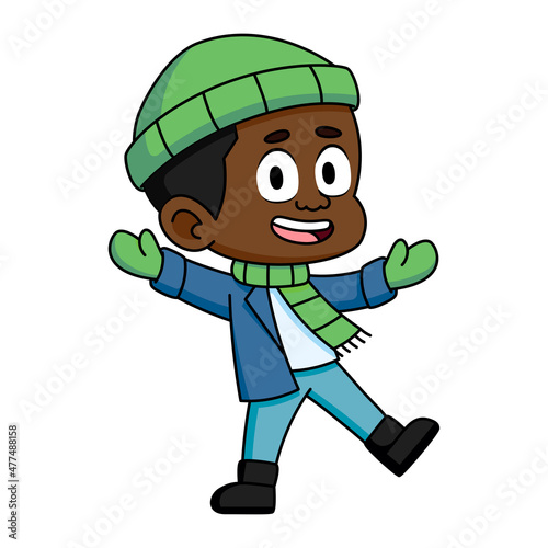 Isolated green winter clothes kid illustration vector