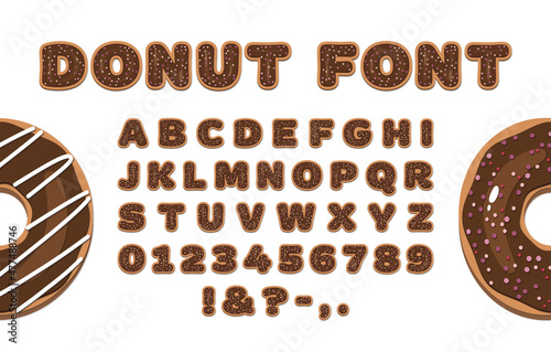 Chocolate donut font Glazed donut letters and numbers Doughnut alphabet