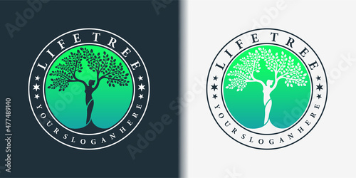 Life tree logo in modern emblem style. suit for beauty salon, spa, brand, health, and business card Premium Vector. part 2