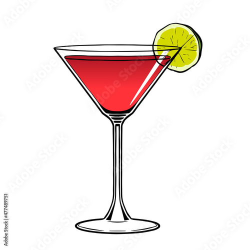 Isolated red cocktail drink bar illustration vector