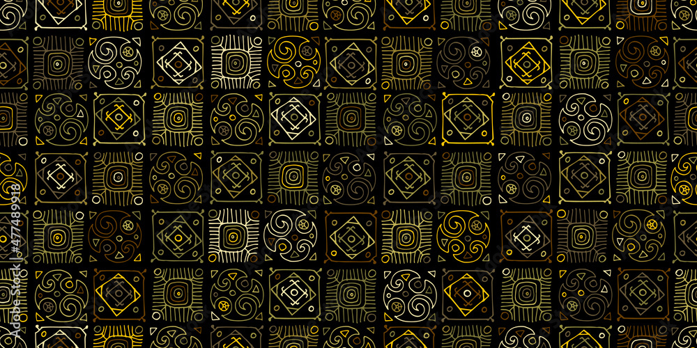 Fototapeta Talavera pattern. Indian patchwork. Turkish ornament. Moroccan tile mosaic. Spanish decoration. Ethnic background. Seamless pattern for your design
