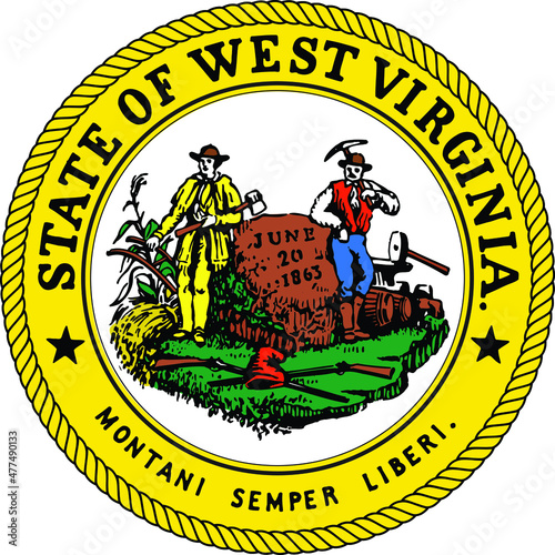 Official current vector great seal of the Federal State of West Virginia, USA