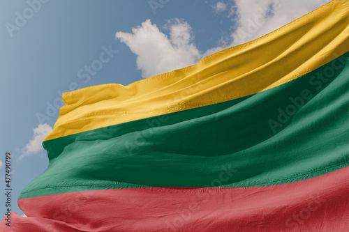 Obraz na plátně Large flag of LITHUANIA waving in the wind