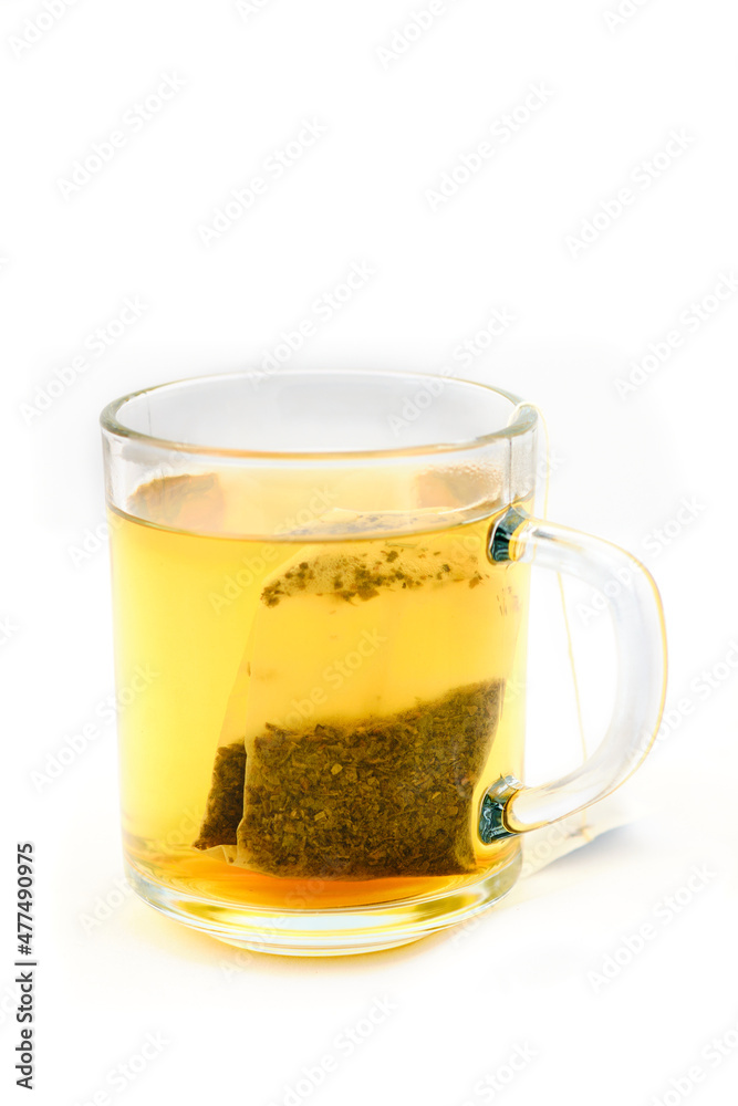 Tea in glass on white background Tea in glass on white background