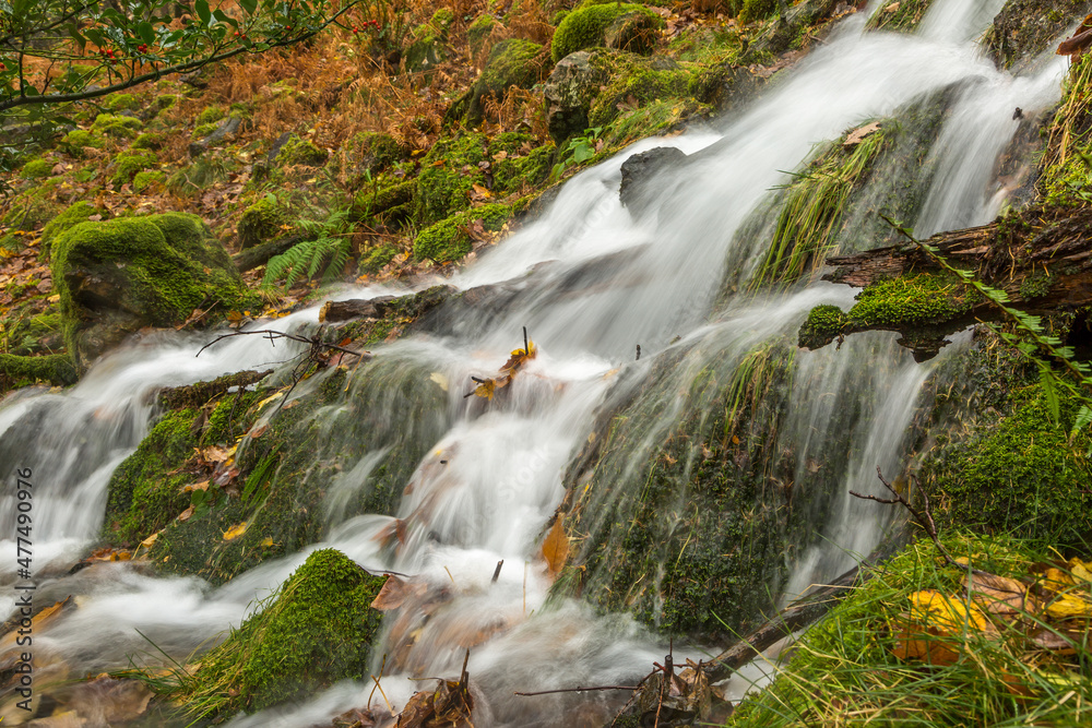 A few days of heavy rain in the English Lake District led to streams of water running off the autumnal colored fells