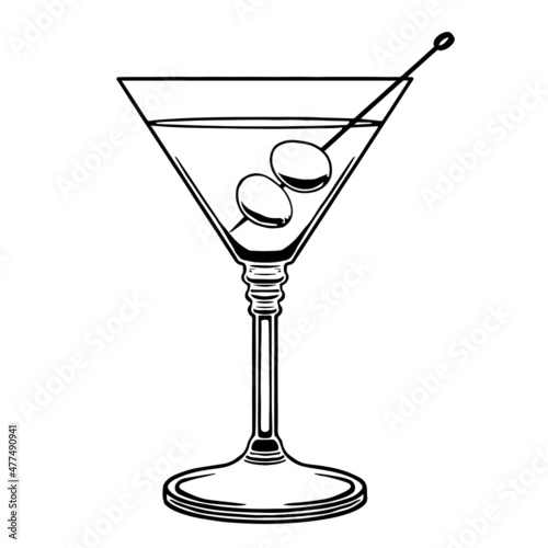 Isolated martini cocktail draw drink bar illustration vector
