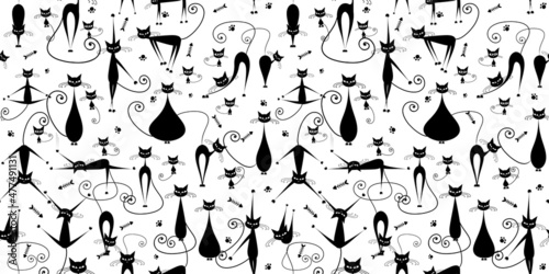 Black cats, seamless pattern for your design