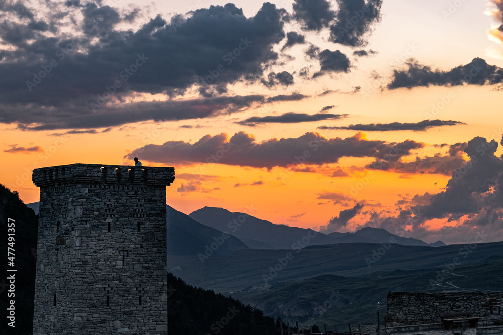 sunset over the mountains