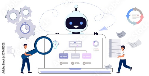 Workflow automation Workforce organization and management Business growth ways abstract concept vector illustration Project leadership Waterfall and agile Development team Productivity software