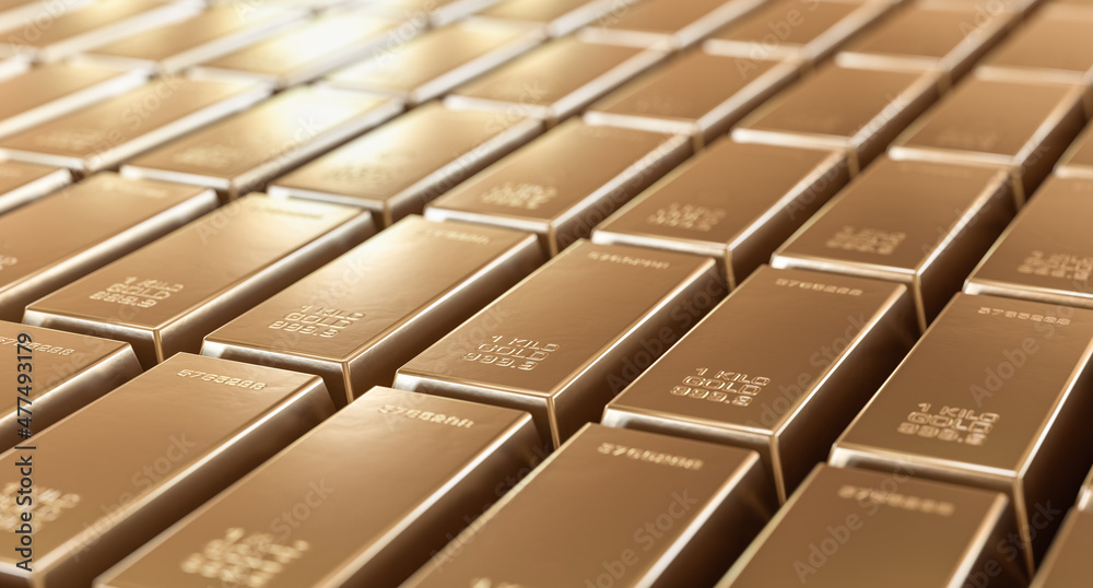 Stack of gold bars, financial and reserve of value concept. Copy space. Studio shot Stack of gold bars, financial and reserve of value concept. Copy space. Studio shot