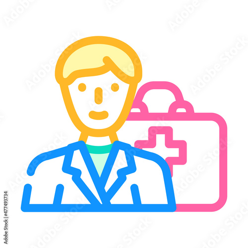 home doctor color icon vector. home doctor sign. isolated symbol illustration