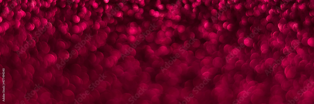 Pink sparkling glitter bokeh background, christmas texture. Holiday lights. Abstract defocused header. Wide screen wallpaper. Panoramic web banner with copy space for design Pink sparkling glitter bokeh background, christmas texture. Holiday lights. Abstract defocused header. Wide screen wallpaper. Panoramic web banner with copy space for design