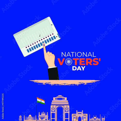 National Voters' Day India. Flag color Background for greeting, social media posting, January 25 India National Voters day. Vector illustration.