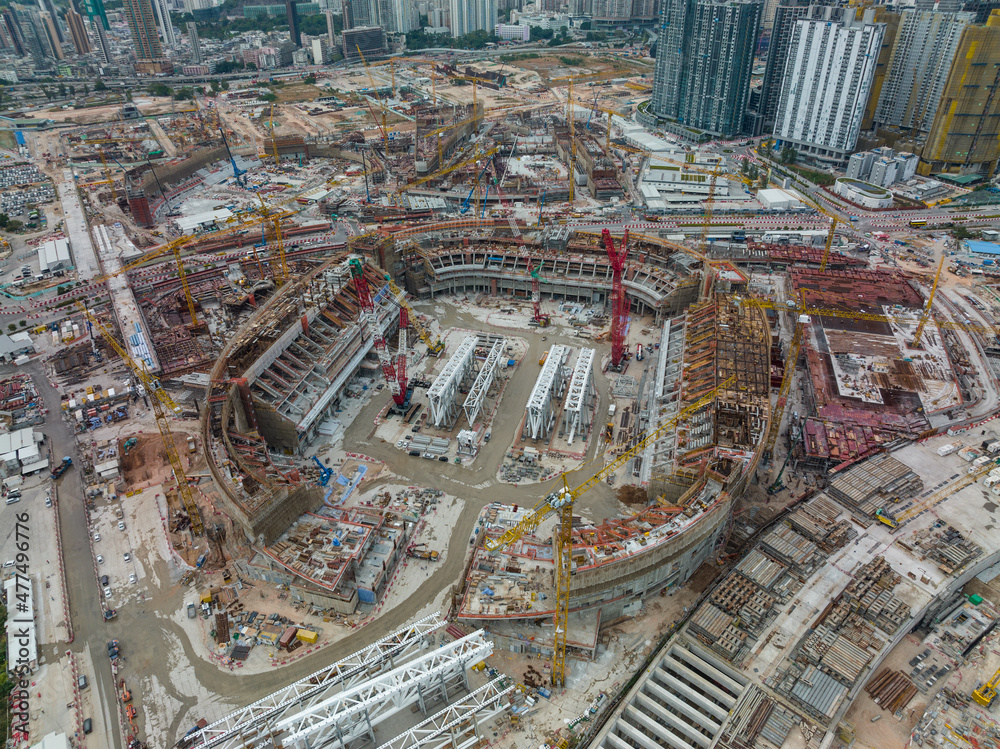 Top down view of construction site