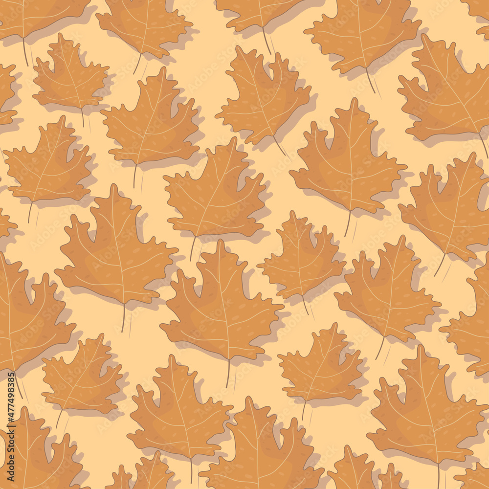 Fototapeta premium yellow leaf maple seamless pattern. autumn background