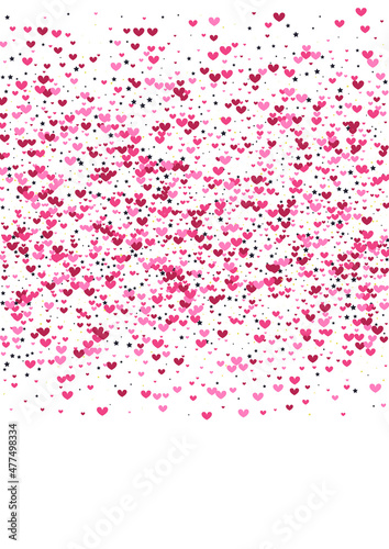 Rose Simple Confetti Wallpaper. Red Romantic Backdrop. Circle Drop Frame. Pink Heart Date. Burst Illustration.