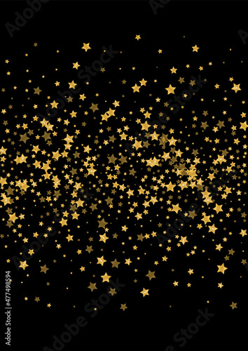 Golden Party Confetti Pattern. Night Glitter Illustration. Gradient Sequin Fantasy Texture. Shiny Spark Background. Gold Glow Design