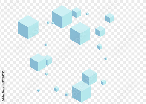White Cubic Background Transparent Vector. Box Symbol Design. Blue Square Creative Illustration. Shadow Template. Gray 3d Cube.