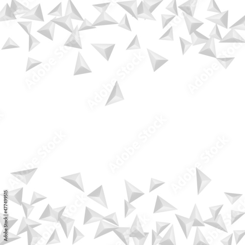 Fototapeta Naklejka Na Ścianę i Meble -  Hoar Triangular Background White Vector. Polygon Effect Illustration. Gray Shape Texture. Crystal Simple. Grizzly Element Template.