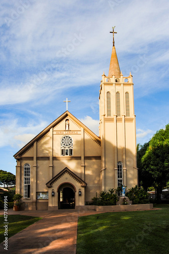 Maria Lanakila Catholic Church in the town of Lahaina, Maui Island, HI