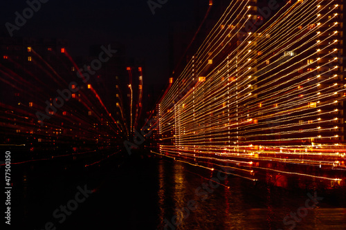 night city in motion of light lines