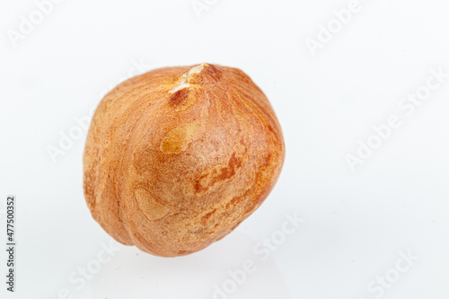 macro hazelnuts nuts on a white background