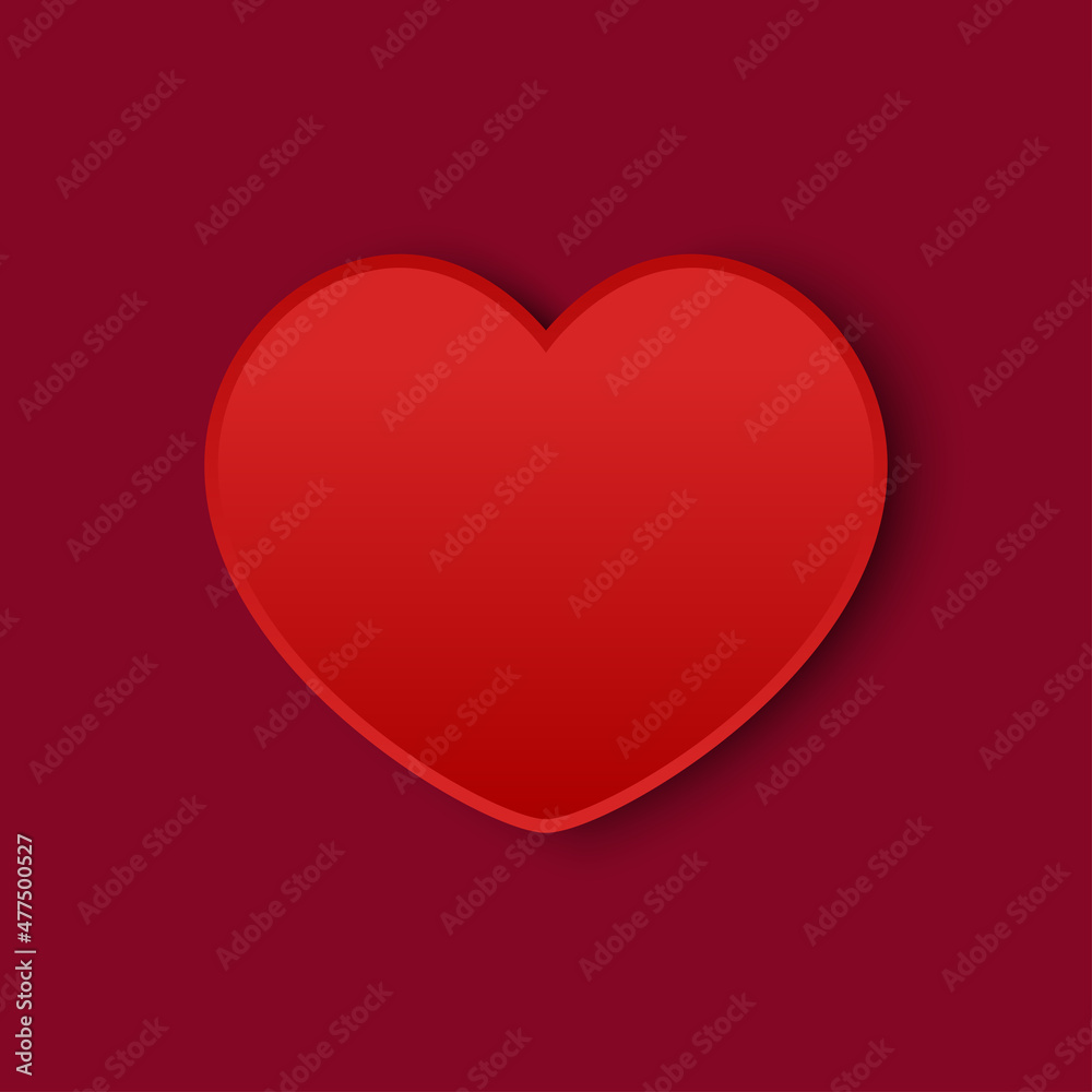 Red heart. Red background with a heart frame. Realistic red heart with shadow - stock vector. Red heart. Red background with a heart frame. Realistic red heart with shadow - stock vector.