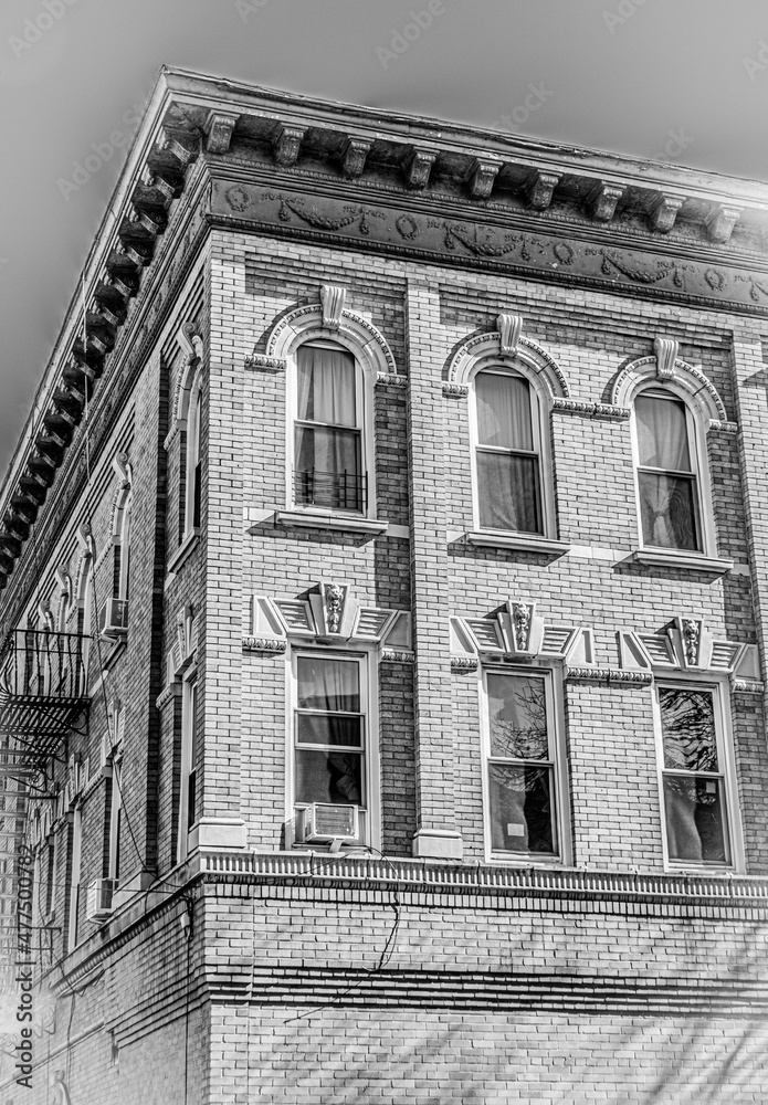 Old apartment building, Black and white.