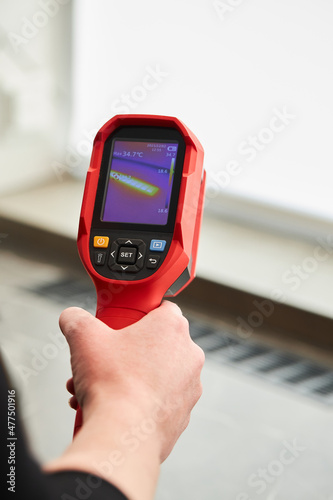 Thermal imaging device for inspection of heating equipment. Heat Loss Detection of radiator with Infrared Thermal Camera