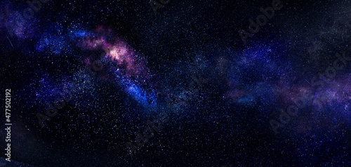 Night landscape with colorful Milky Way background