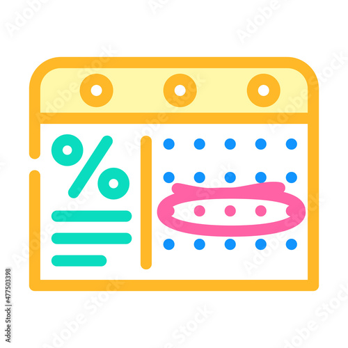 calendar with week of discounts color icon vector. calendar with week of discounts sign. isolated symbol illustration