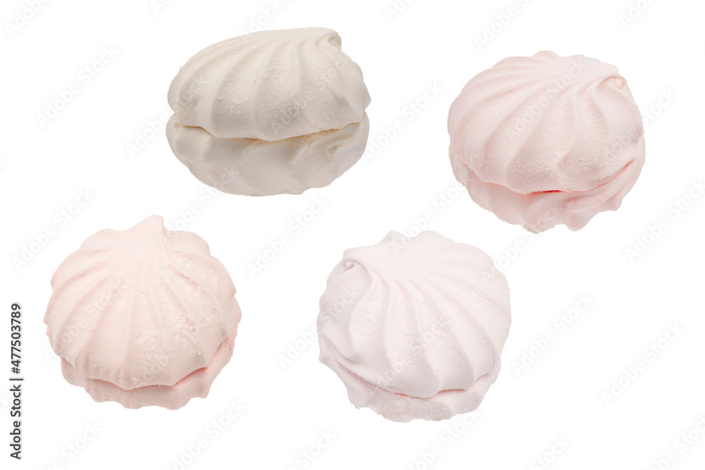 Rose marshmallow isolated on white. Zephyr. Rose marshmallow isolated on white. Zephyr.