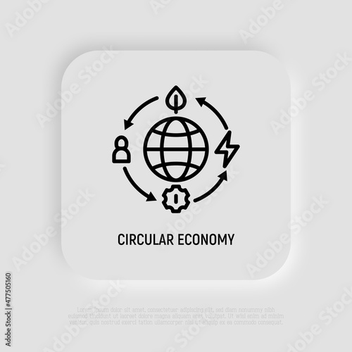 Wallpaper Mural Circular economy thin line icon. Reusing and recycling of resources. Green economy. Vector illustration. Torontodigital.ca