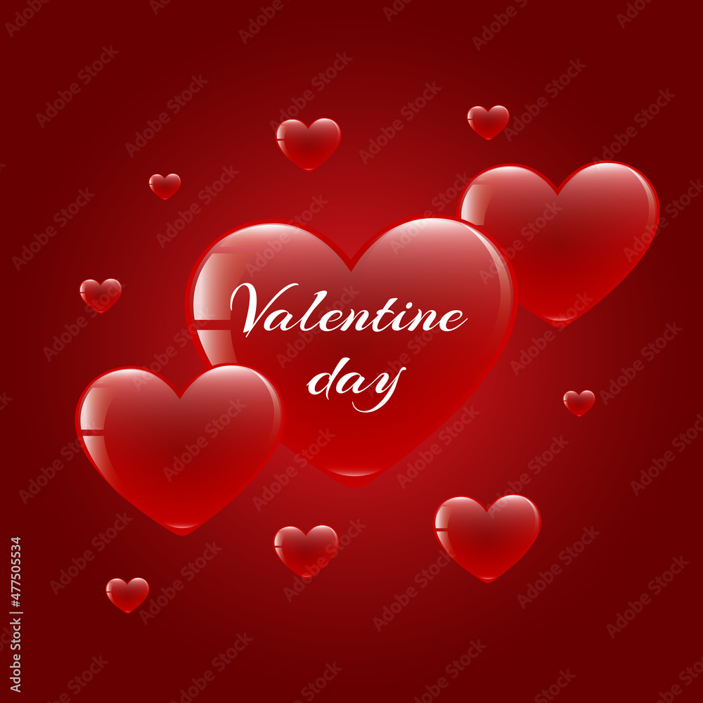 Red Blur Hearts Valentine day background. Vector illustration EPS10
