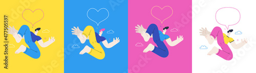 Happiness - happy people jumping in the air cheerfully