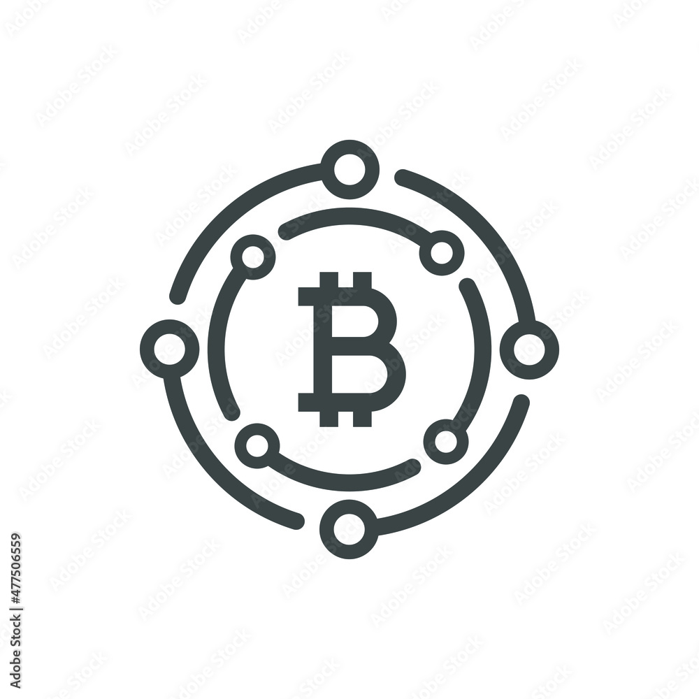 Bitcoin digital money line icon isolated on white background. Vector illustration Bitcoin digital money line icon isolated on white background. Vector illustration