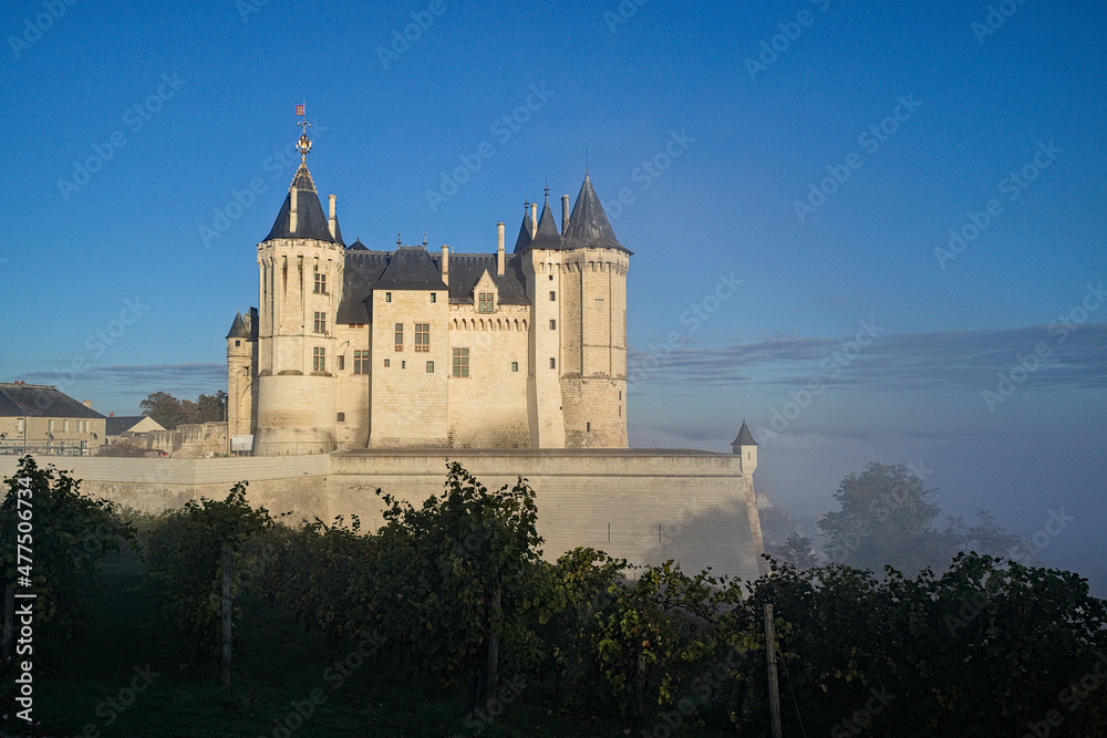Château de Saumur dans la brume automnale  