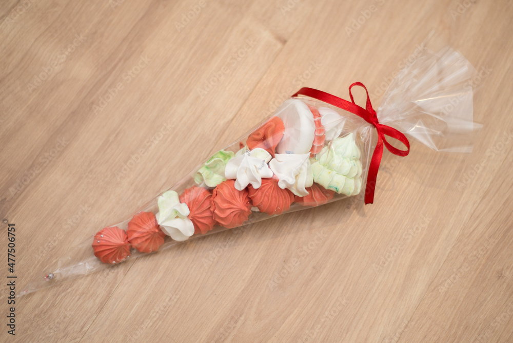 Christmas sweet colored pavlova meringues
