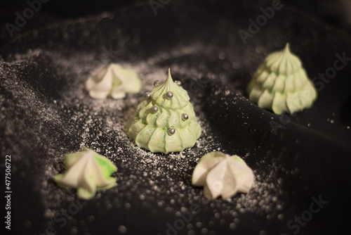 Christmas sweet colored pavlova meringues 