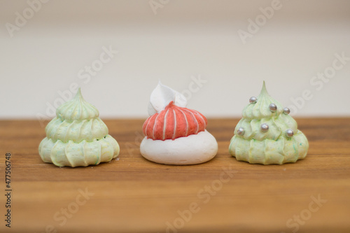 Christmas sweet colored pavlova meringues 