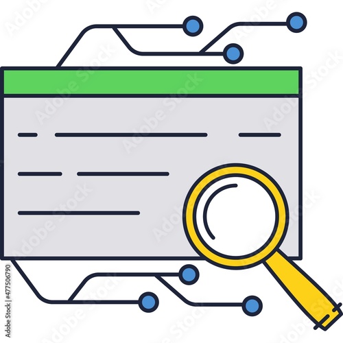 Annual taxes, seo, scrutiny icon search vector