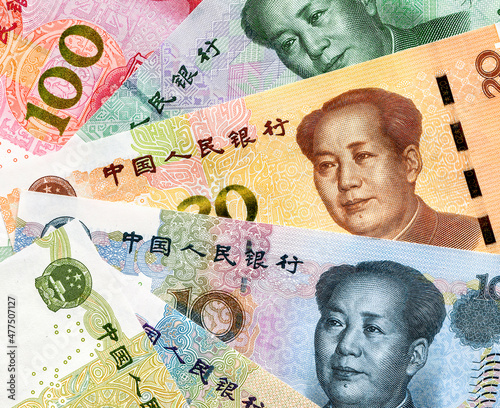 Wallpaper Mural Banknotes of Chinese money with portrait of Mao Zedong Torontodigital.ca