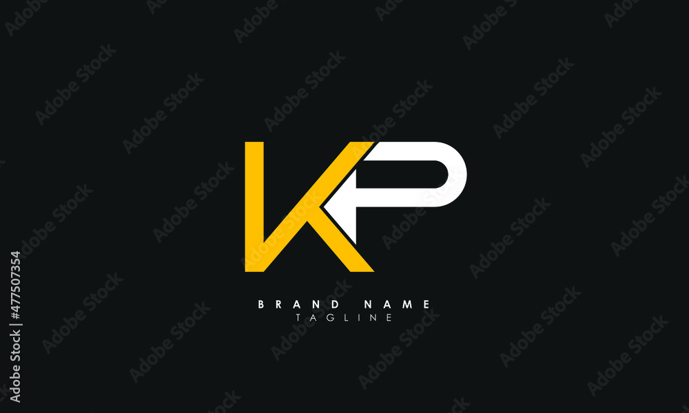 Alphabet letters Initials Monogram logo KP, PK, K and P - obrazy, fototapety, plakaty 