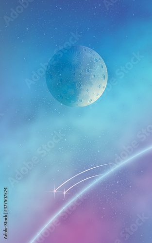 universe milky way stars vector illustration earth and moon mobile phone wallpapers