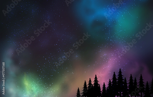 universe milky way stars clouds vector dark background aurora © pil