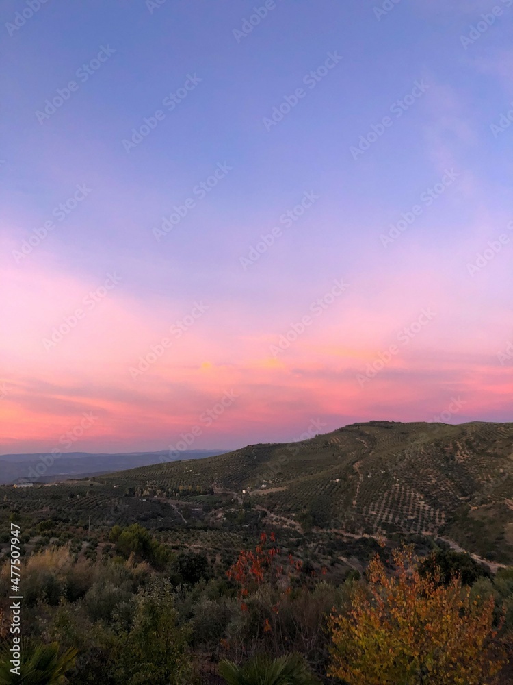 sunset over the mountains in Andalucía, Spain