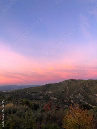 sunset over the mountains in Andalucía, Spain