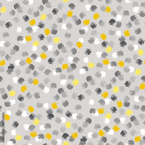 Yellow, gray, white abstract dotted textured round particles. Warming uplifting color combination is sunny and friendly. For web or print design, architectural surface, backgrounds and digital realm